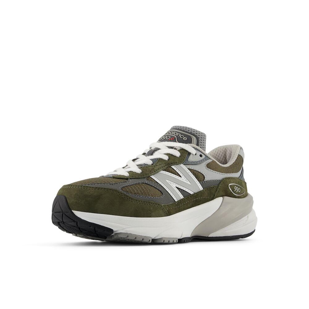 New Balance Kid's FuelCell 990 V6 Lace-Up Sneaker, Olive/Grey, M Big Kid