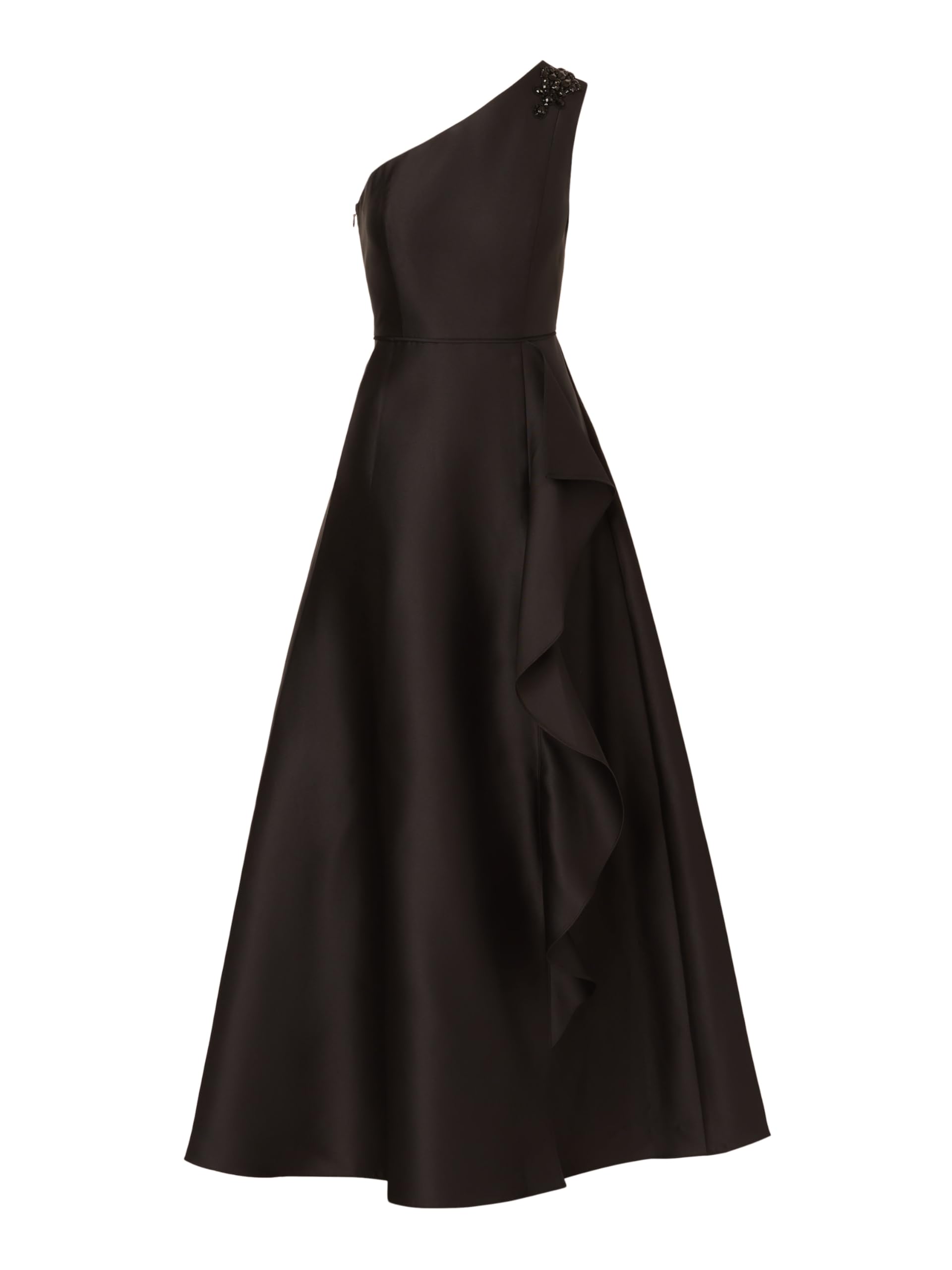Adrianna Papell Women's One Shoulder Mikado Gown | Floor Length Black Tie Gown with Fitted Bodice & Draped Detailing 6 Black