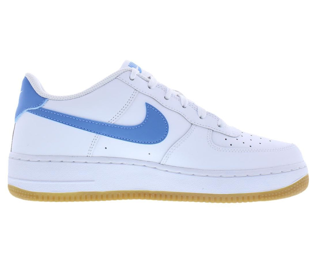 Nike Air Force 1 Big Kids' Shoes (FV5948-115, White/Gum Light Brown/Blue Beyond) Size 5.5y, 5y, 6.5y, 7y,