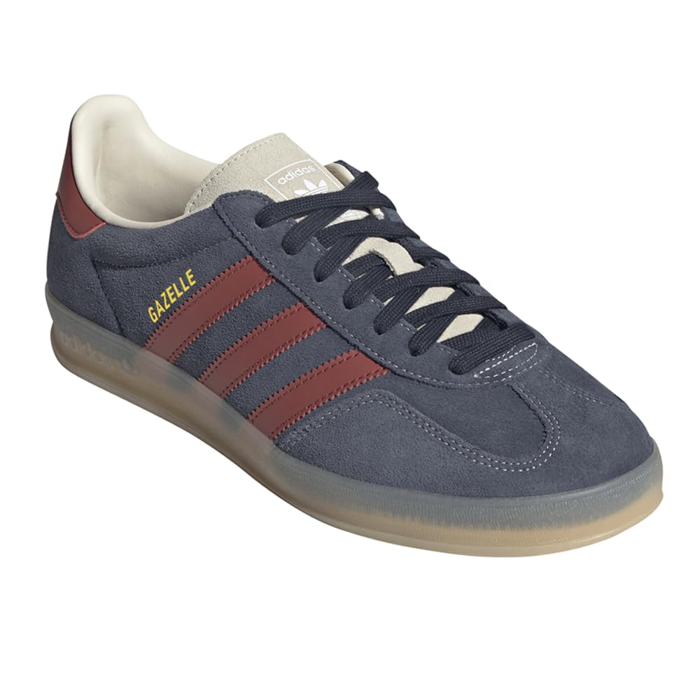 adidas Legink/PRERUB/WONWHI Men's Gazelle Indoor Legend inkPreloved Ruby/Wonder White, Wide