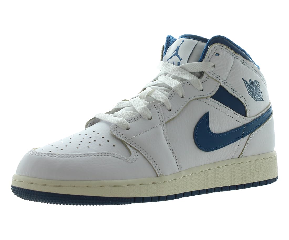 Jordan Big Kid's 1 Mid SE White/Industrial Blue-Sail (FN7432 141) - 5