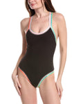 Black Pearl Crochet Trim One-Piece by PQ Swim small