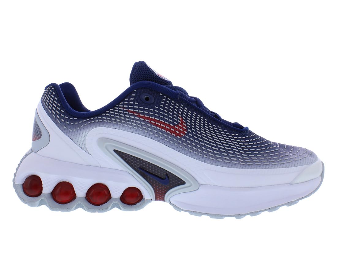 Nike Air Max Dn Big Kids' Shoes (HQ2869-100, White/Blue Void/Blue Void/Sport Red) Size 7