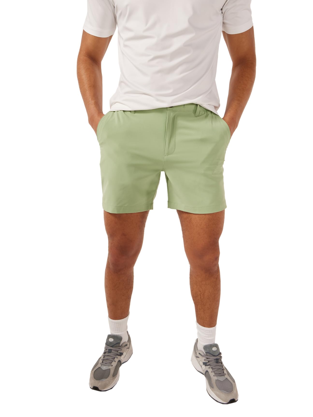Chubbies Everywear Men’s Shorts – Mens Shorts Casual 6in Inseam, Elastic Waist, Water-Resistant, Zipper Pocket (Basils, X-Large)