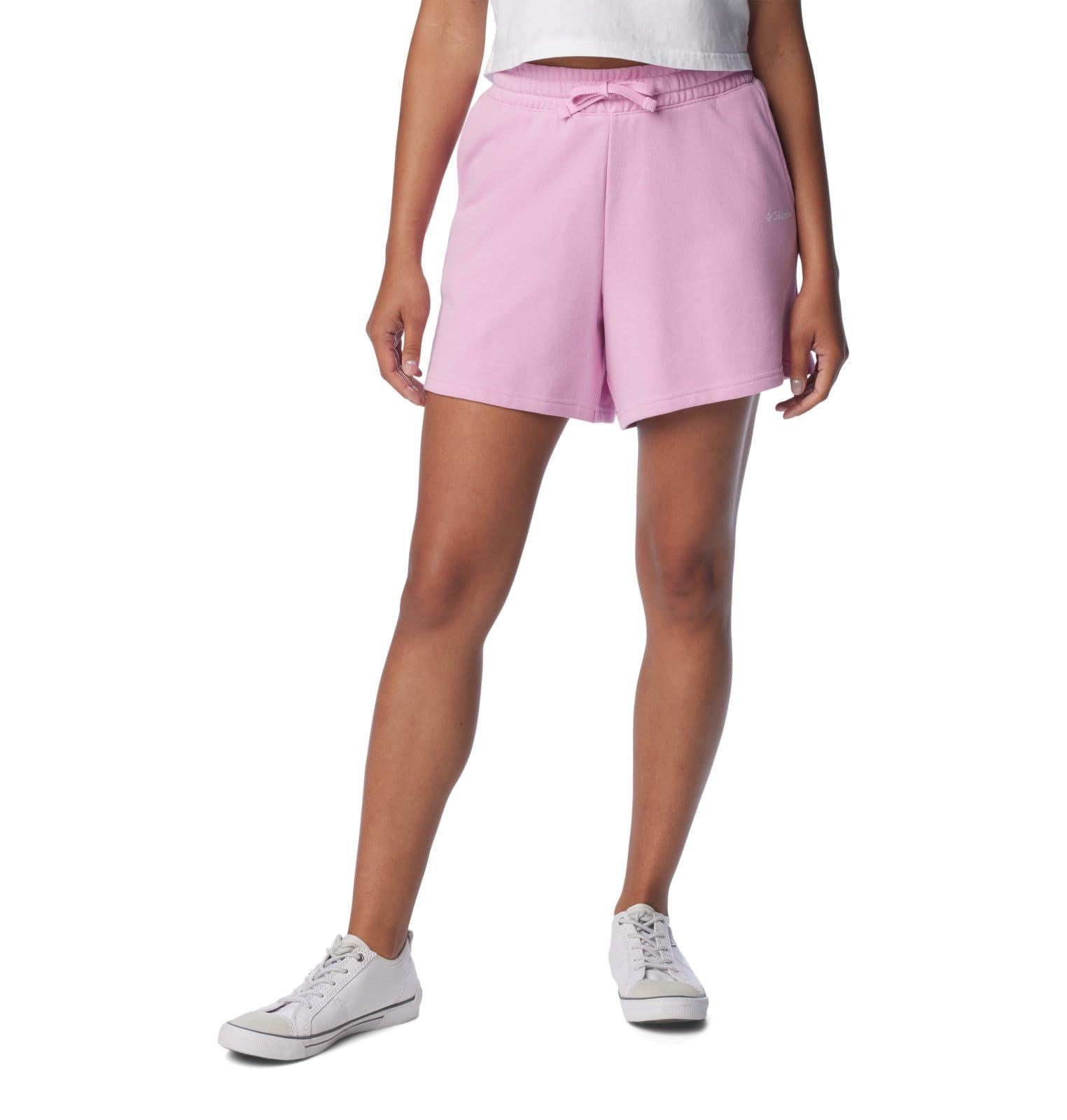 Columbia Women's Trek French Terry Short, Fig, pink, green, black new