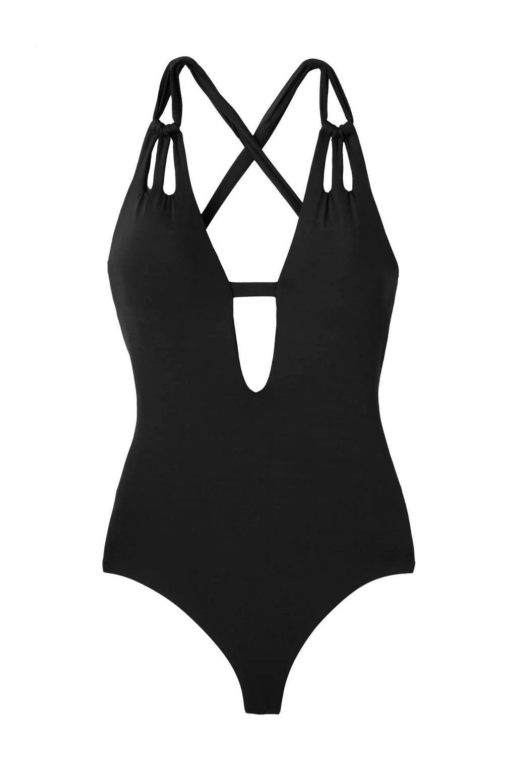 Becca by Rebecca Virtue Color Code Skylar Loop Plunge One-Piece Black SM