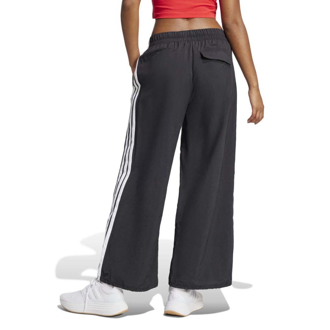 Adidas Womens 3-Stripes Woven Sportswear Pants, Black/White