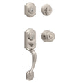 Kwikset Montara Front Door Lock Handle and Deadbolt Set, Entry Handleset Exterior with Interior Doorknob, Satin Nickel, Pick Resistant SmartKey Rekey Deadbolt Security, with Microban Protection