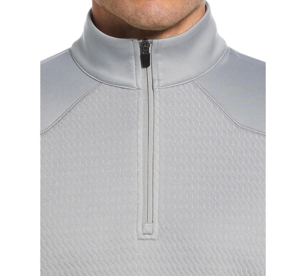 Pga Tour Men's 3D Textured Long Sleeve Quarter-Zip Sweatshirt - Quarry Hthr