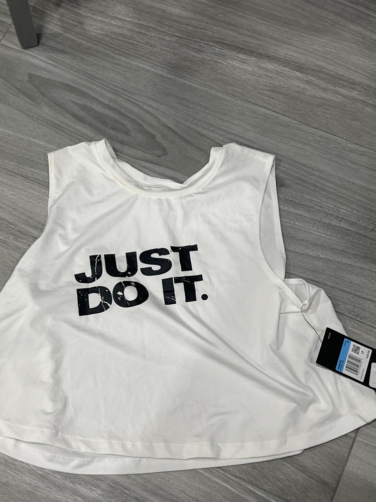 Nike Women's Pro Dri-fit Printed-Logo Cropped Tank Top