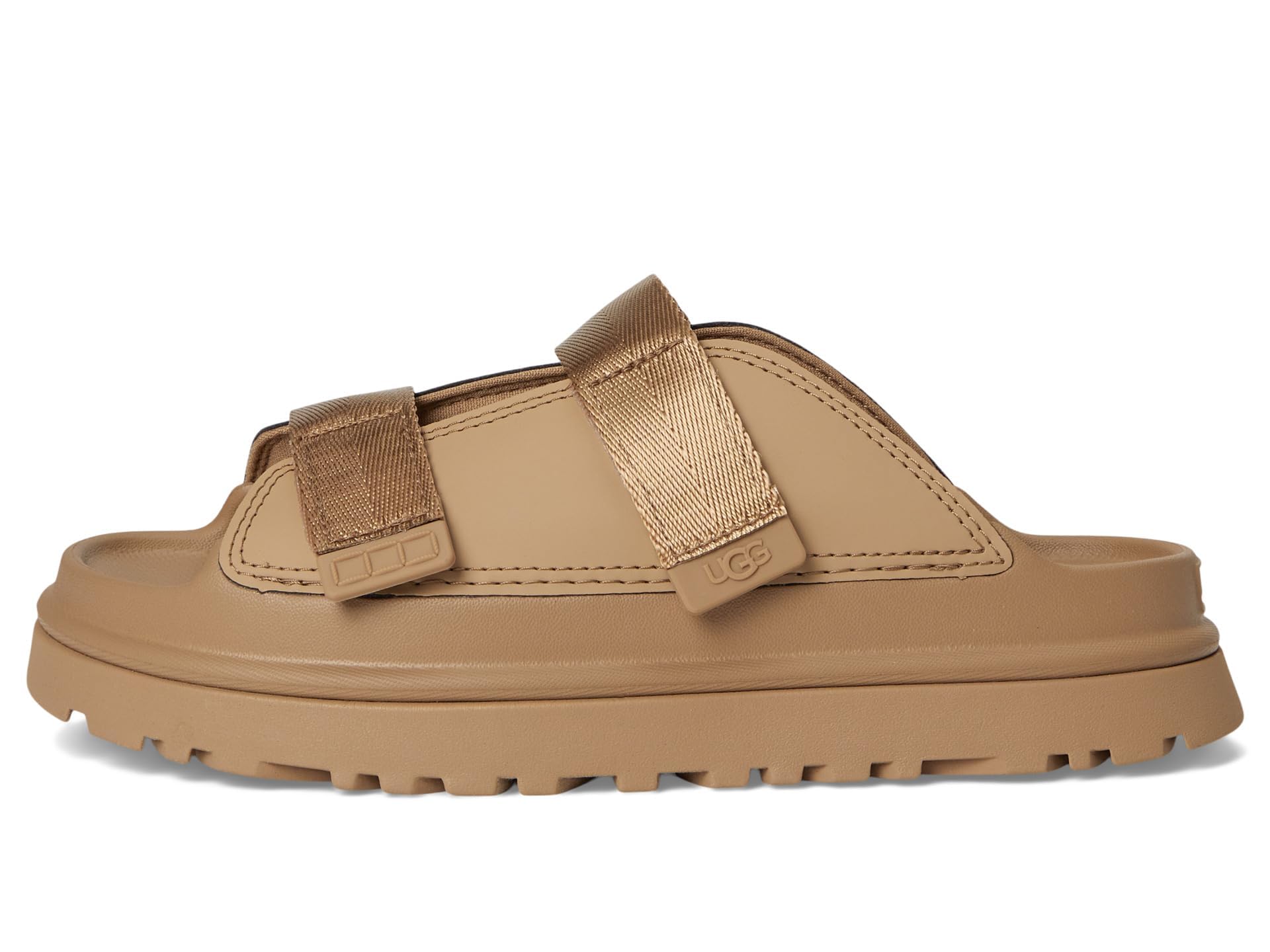 UGG Kids K Goldenglow Slide Sandal, Dark Sand, 6 fits women's 8