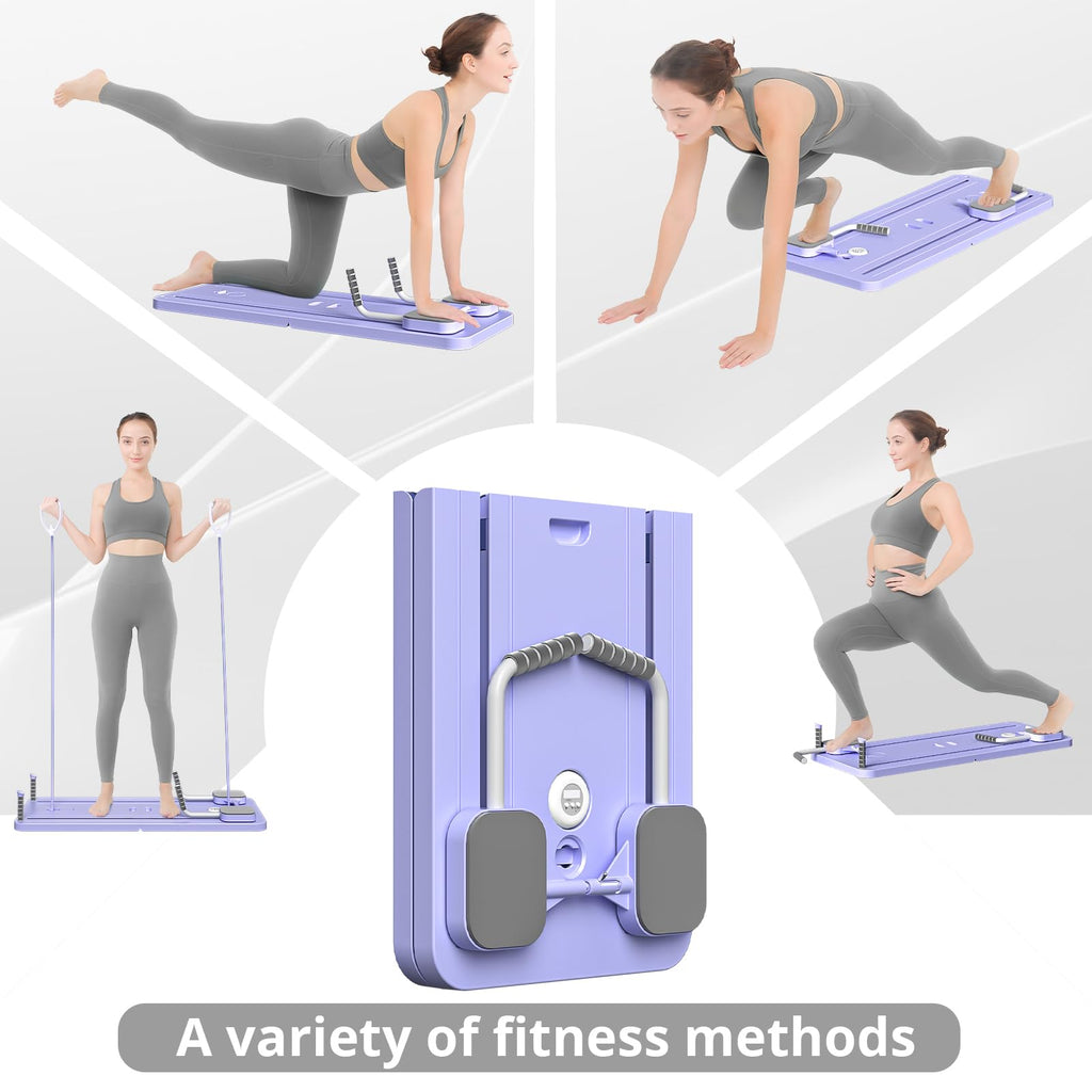 JANUA 5 in 1 Pilates Sliding Board Set, Multi-Purpose Foldable Pilates Reformer for Home, Purple