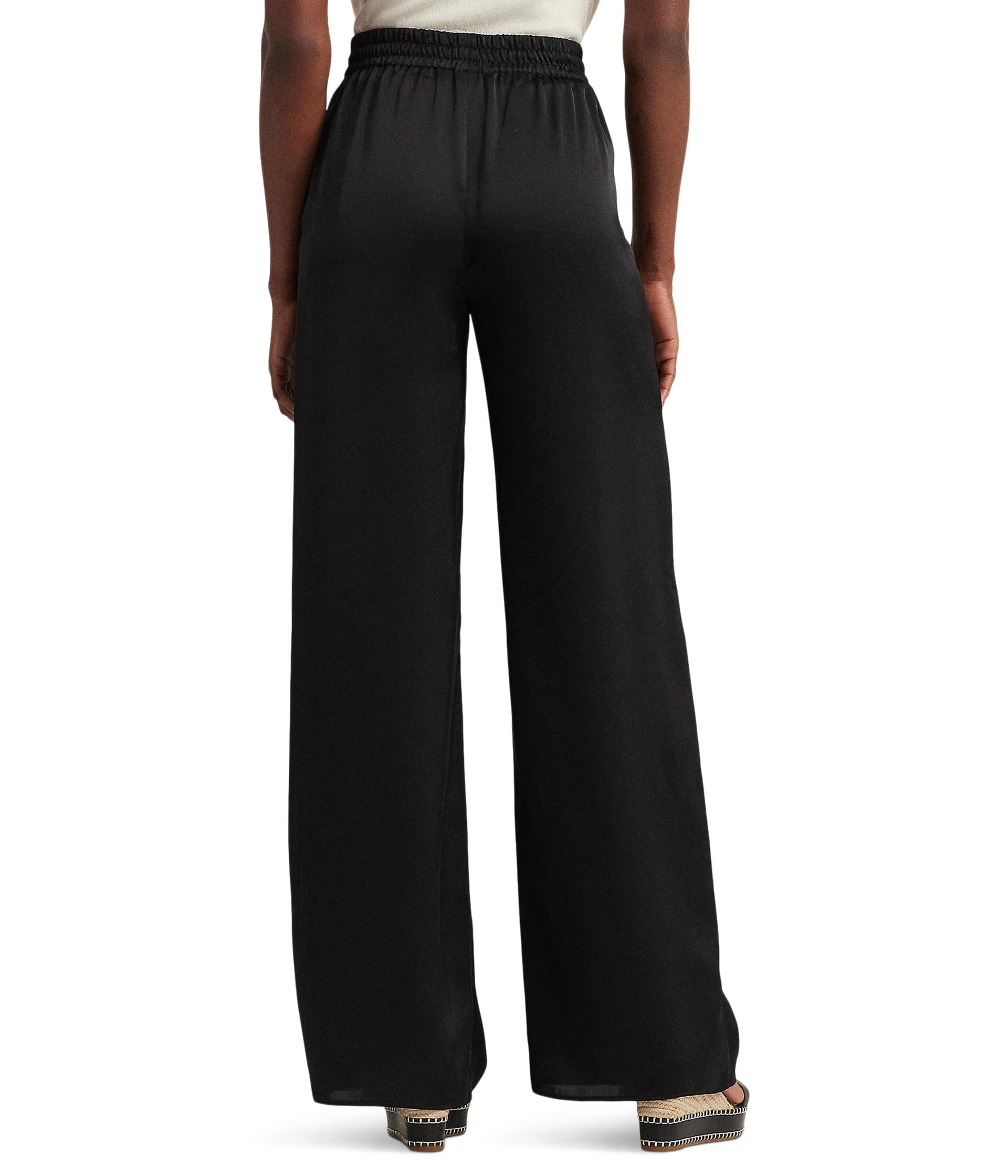 Lauren Ralph Lauren Womens Satin Charmeuse Wide-Leg Pants Black Lx31.5