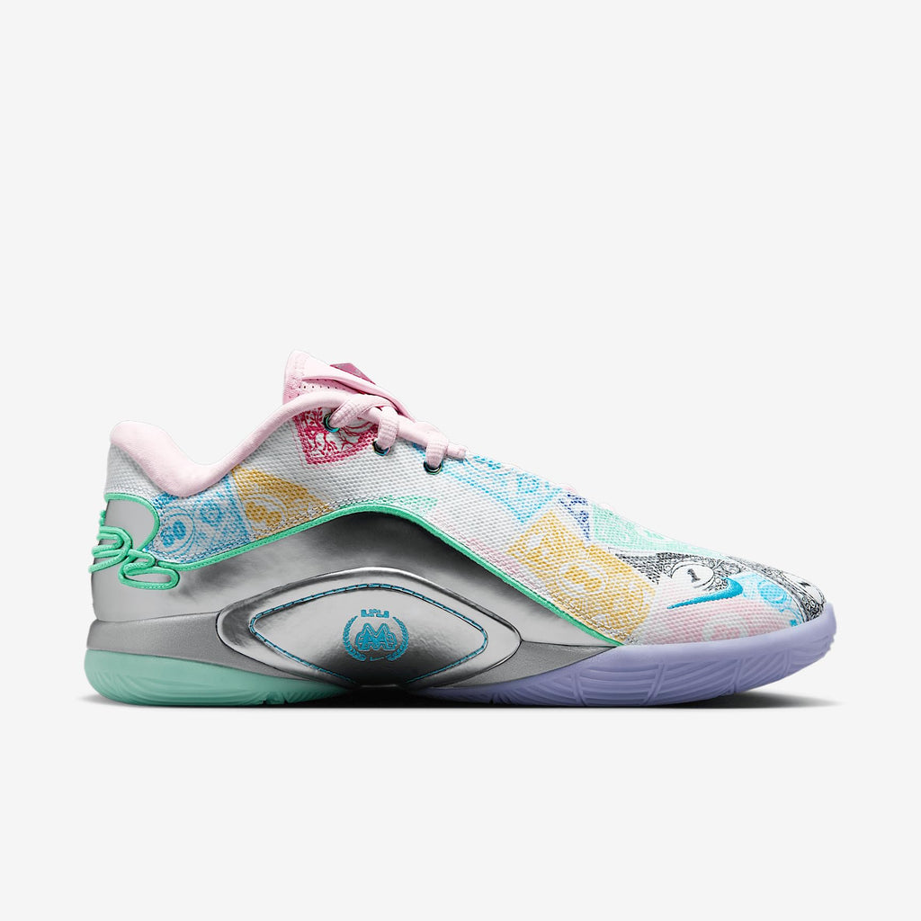 Lebron XXII Currency Basketball Shoes (FZ1097-100, White/Green Glow/Pink Foam/Baltic Blue) Size 8
