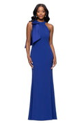 Betsy & Adam Women's Floor-Length, Sleeveless, Bow Detail, with Fitted Silhouette, Indigo