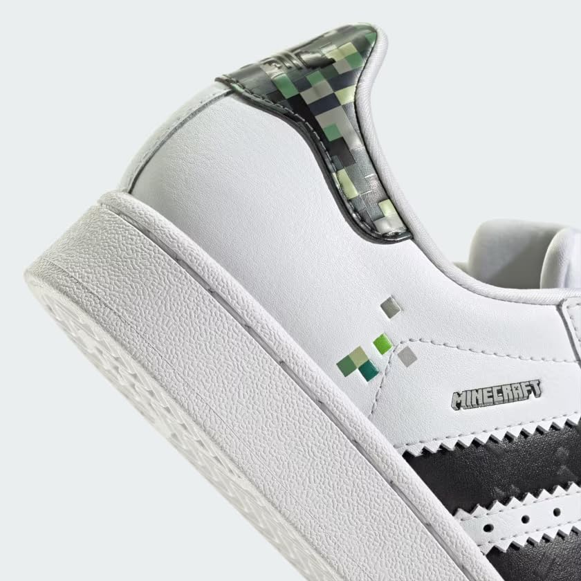 adidas Originals Big Kids Superstar II X Minecraft Shoes Kids, Cloud White/Core Black/Supplier Colour, US (Big Kids)