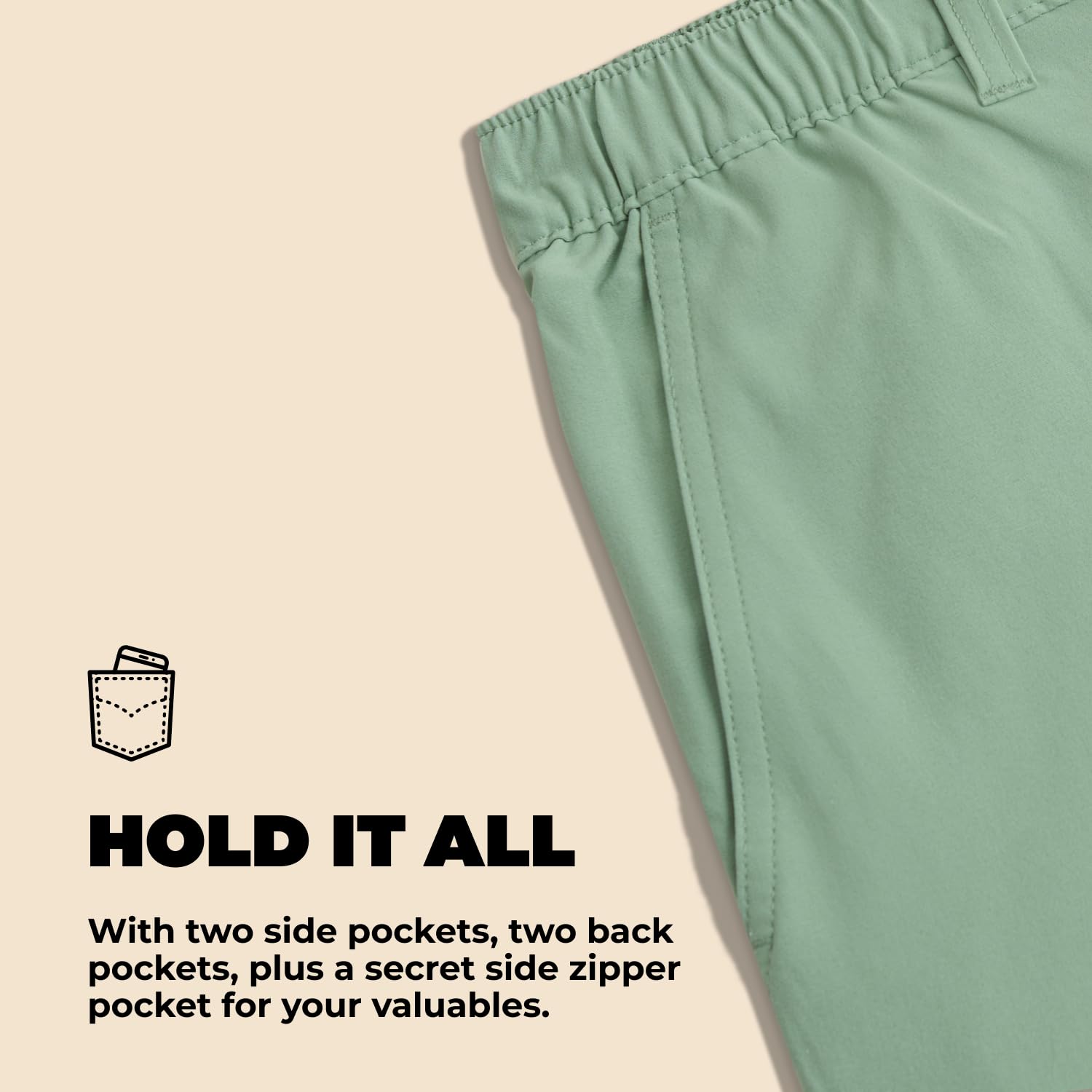 Chubbies Everywear Men’s Shorts – Mens Shorts Casual 6in Inseam, Elastic Waist, Water-Resistant, Zipper Pocket (Basils, X-Large)