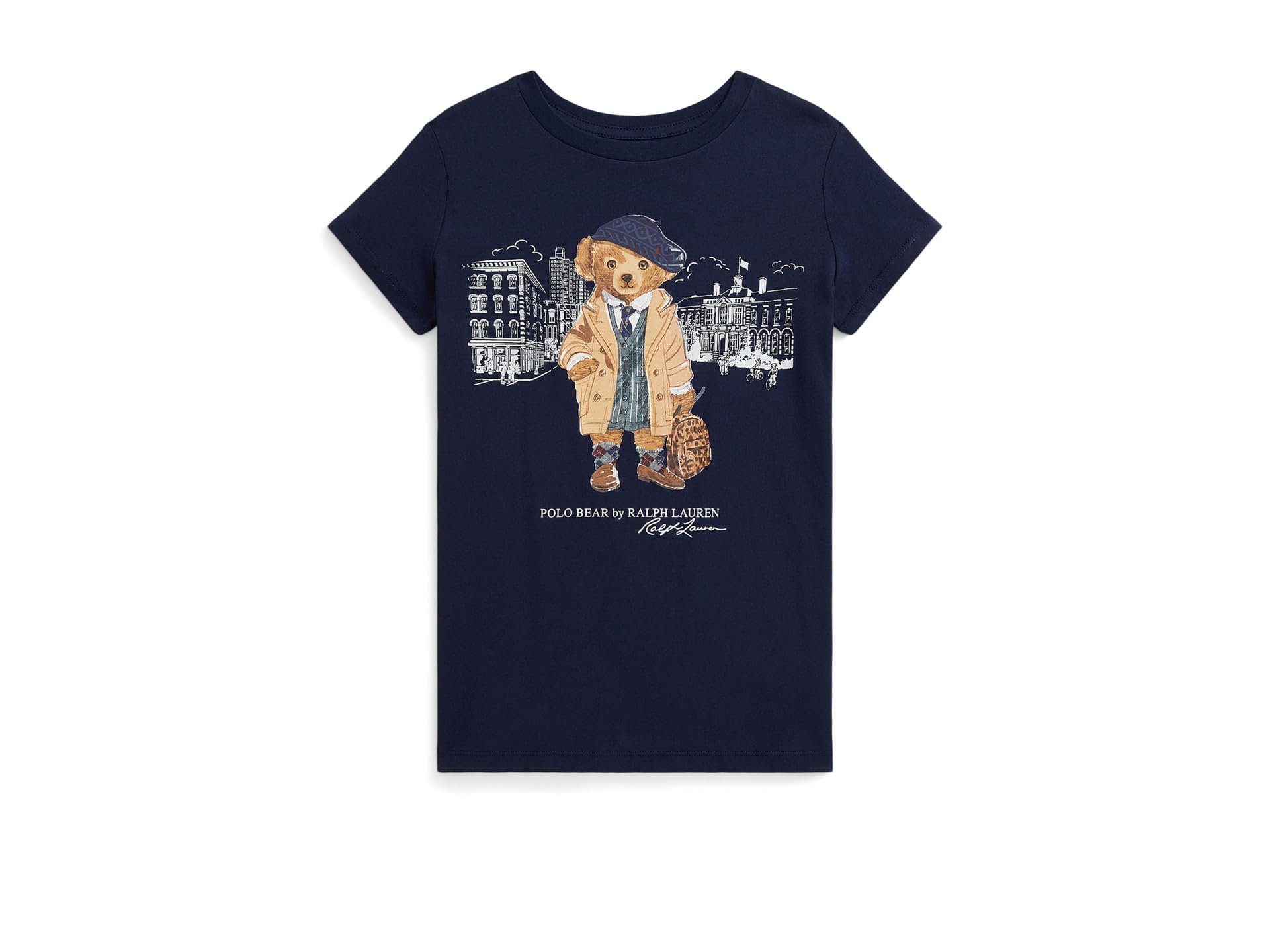POLO RALPH LAUREN Girls Polo Bear Cotton Jersey Tee (Big Kid), Refined Navy, Large, Big Kid