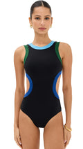 STAUD Women's Dolce One Piece, Black Colorblock, L