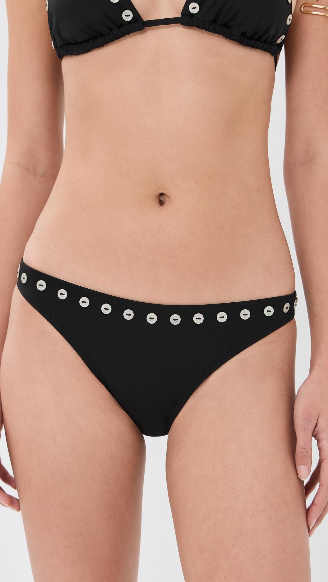 STAUD Women's Gemma Bikini Bottoms, Black, L