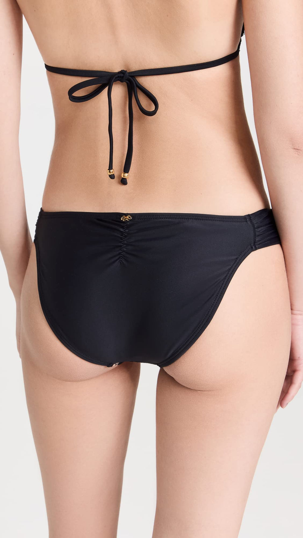 PilyQ Women's Midnight Lace Fanned Full Bikini Bottom, Black, S