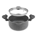 5QT Pasta Pot, Multipurpose with Strainer Lid, Twist and Lock Handles, Nonstick Ceramic Coating Spaghetti Pot for Effortless Cleanup with Tempered Glass Lid, Dishwasher Safe