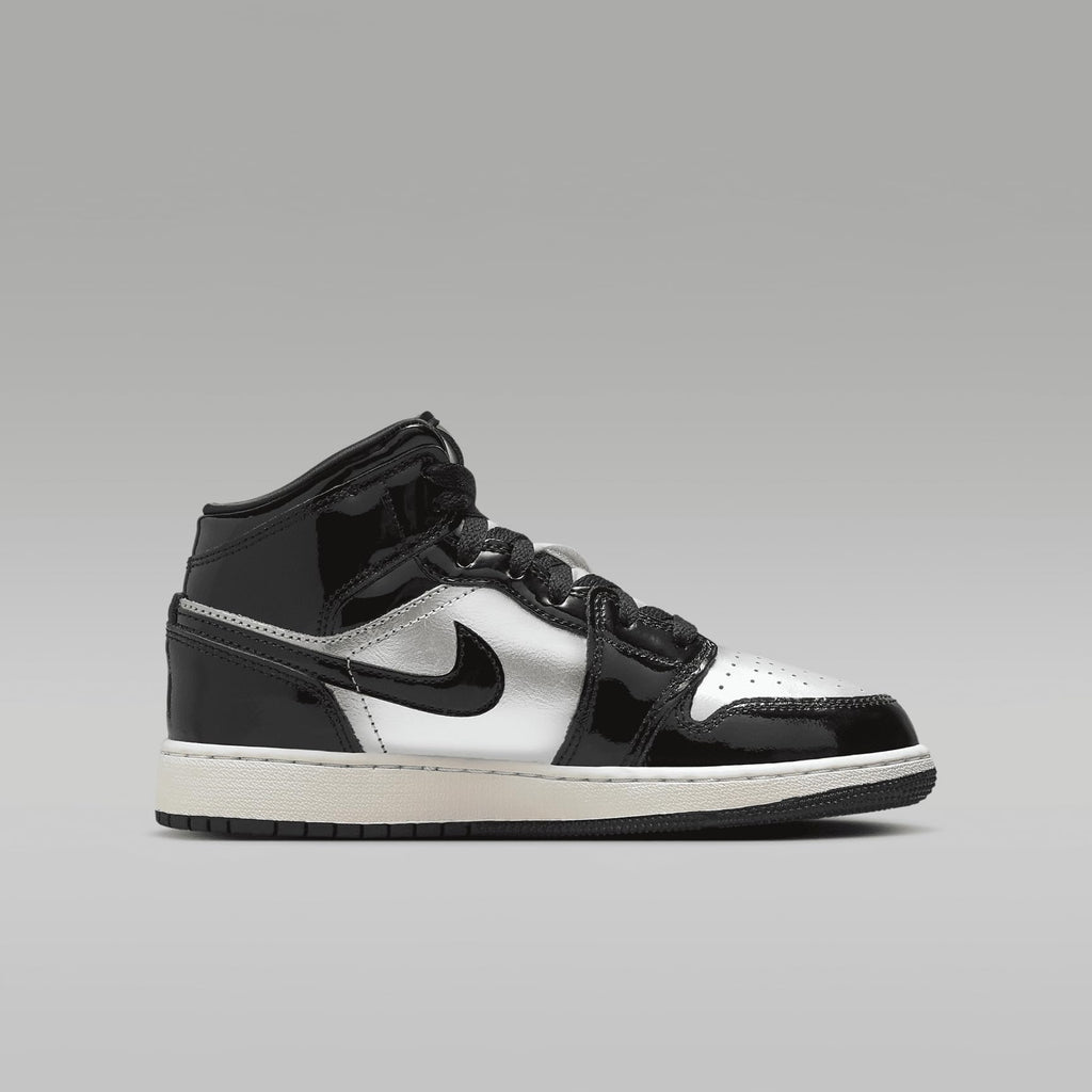 AIR JORDAN 1 MID SE (GS) "BLACK/METALLIC SILVER" size 5.5y new
