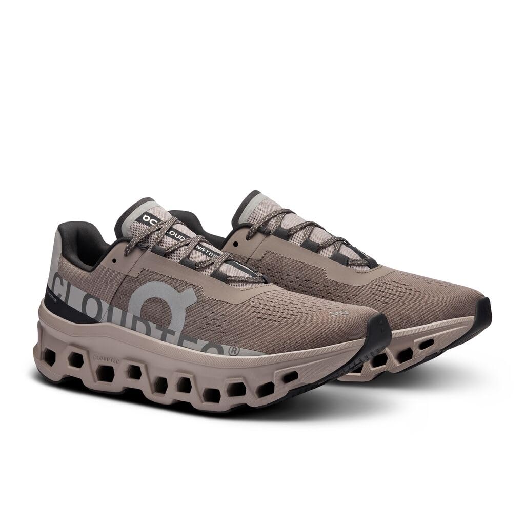 On Men's Cloudmonster Sneakers, Cinder/Fog, Purple, 12 Medium US