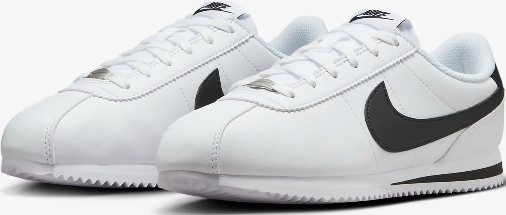 Nike Cortez Big Kids' Shoes (DM0950-108, White/Black) Size 4
