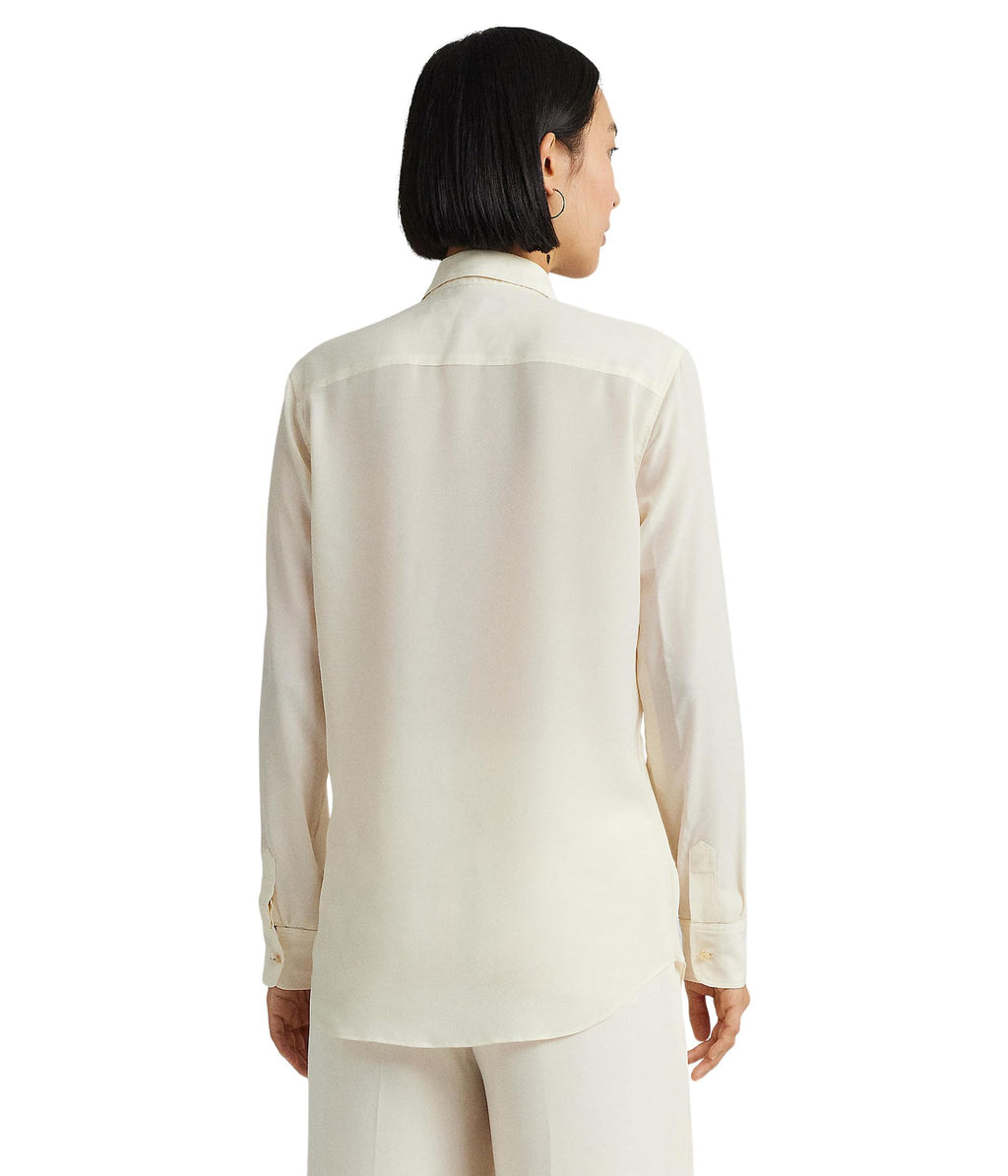 Lauren Ralph Lauren Women's Crepe Shirt Mascarpone Cream Large
