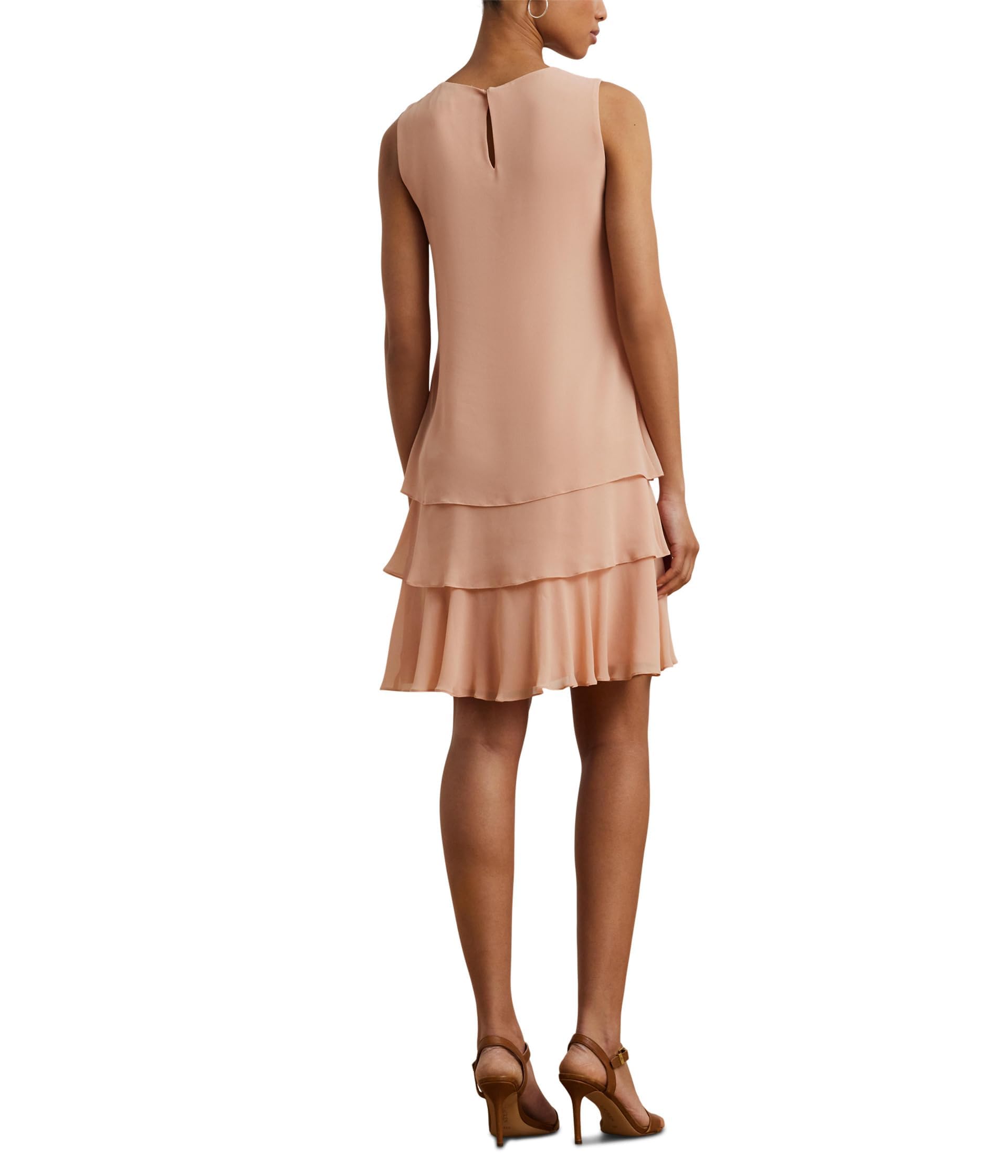 Lauren Ralph Lauren Women's Georgette Shift Dress, Sunrise Blush, 8
