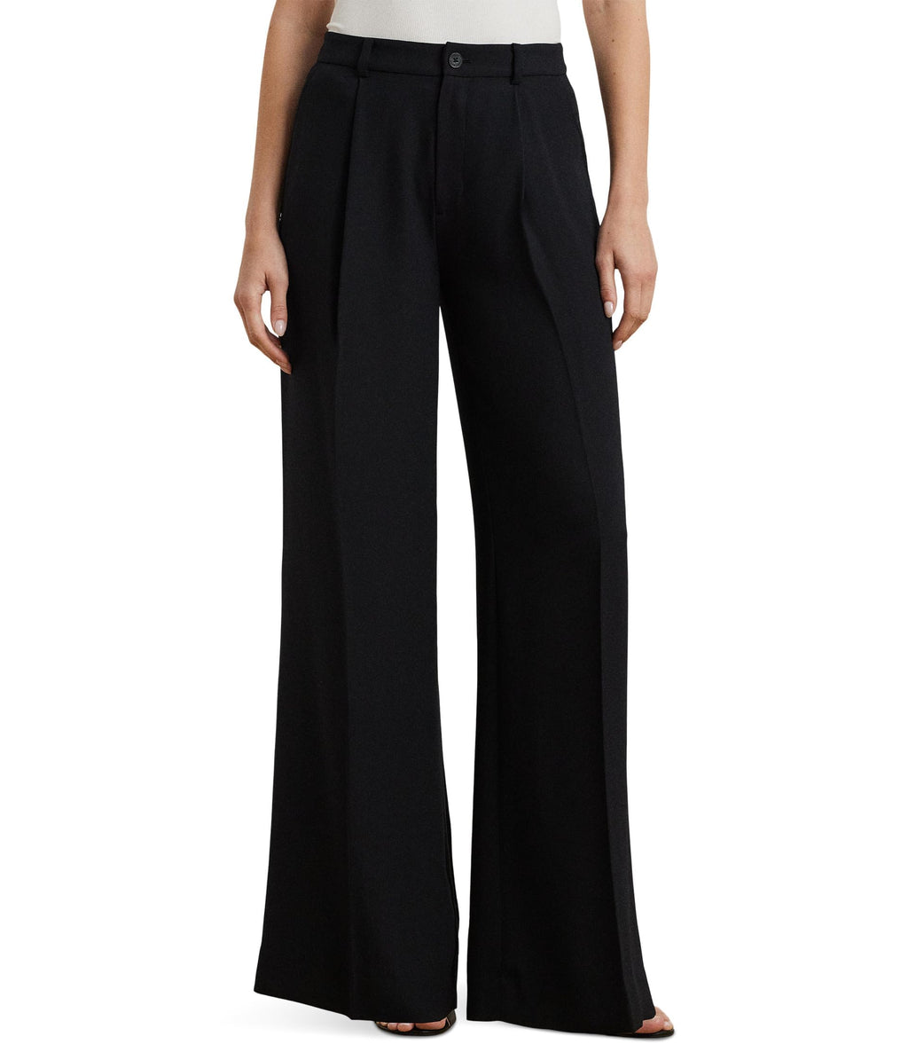 Lauren Ralph Lauren Women's Double-Faced Georgette Wide-Leg Pants Black 14 Inseam: 31.75''