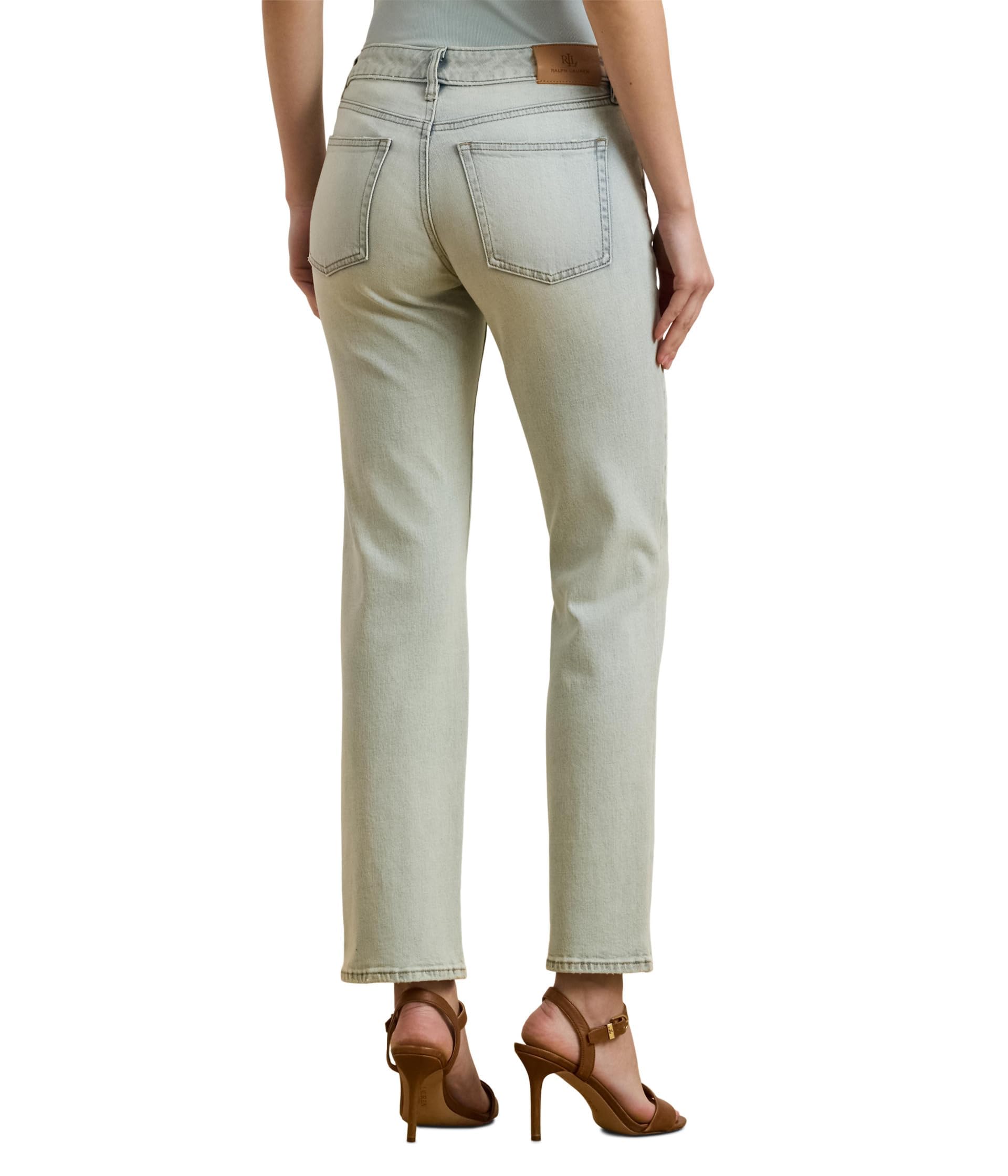 Lauren Ralph Lauren Women's Mid-Rise Straight Ankle Jeans, Stella Wash, 16