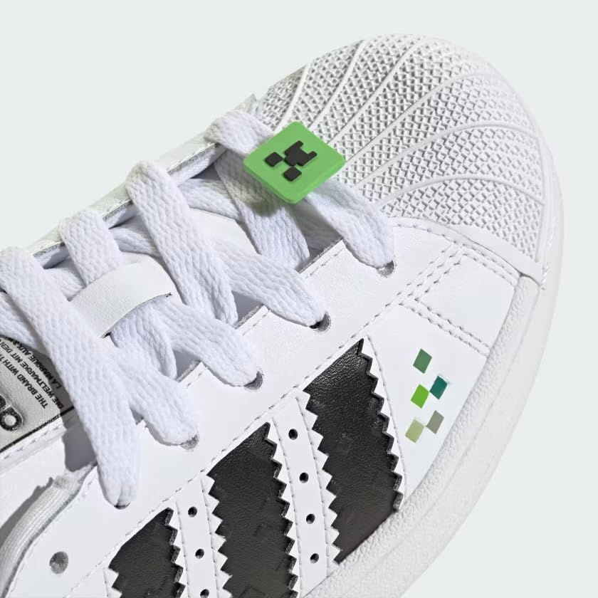 adidas Originals Big Kids Superstar II X Minecraft Shoes Kids, Cloud White/Core Black/Supplier Colour, US (Big Kids)