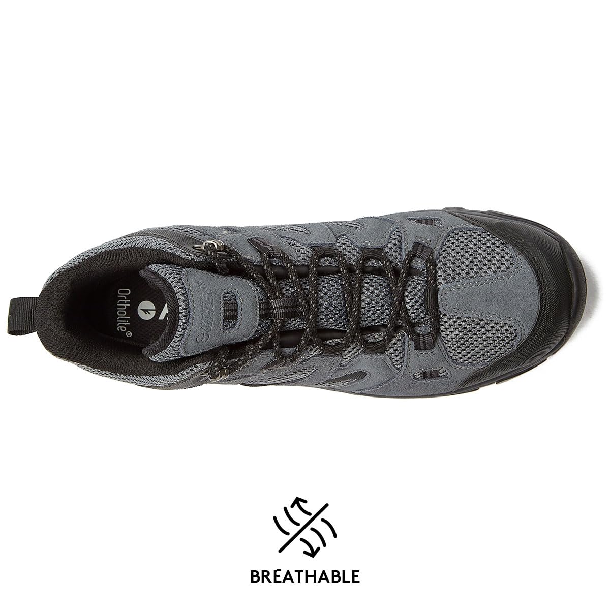 HI-TEC Ravus WP Mid Waterproof Hiking Boots for Men, Lightweight Breathable Outdoor Trekking Shoes - Dark Grey, 10 Medium