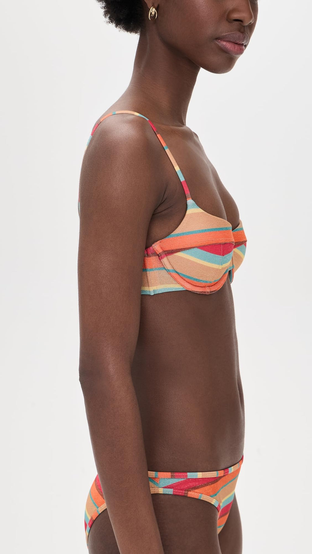 Ramy Brook Women's Striped Mona Bikini Top, Flame Glitter Stripe, M