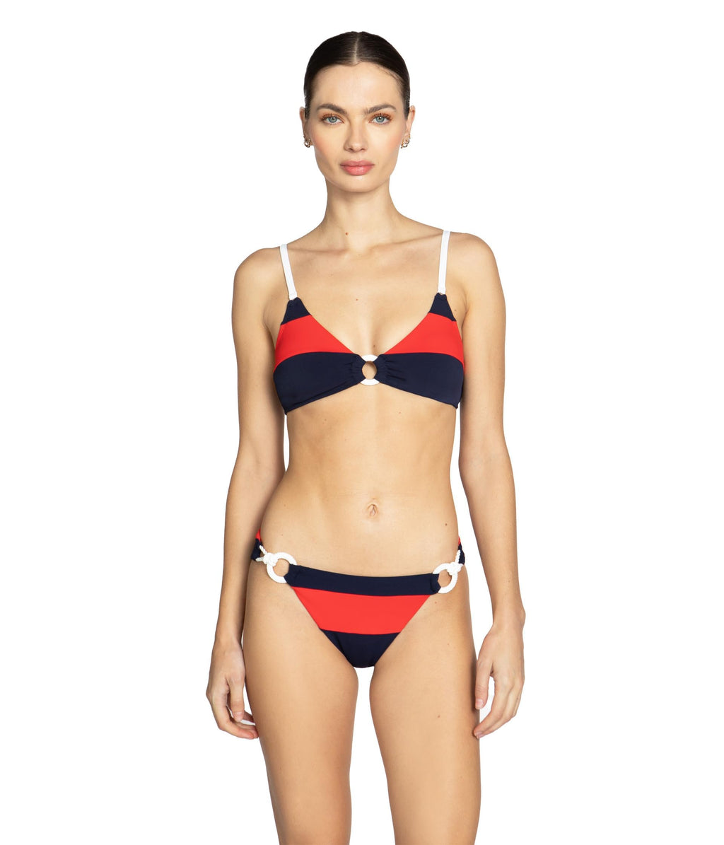 Robin Piccone Women's Standard Babe Side Tie Bottom, Navy Combo