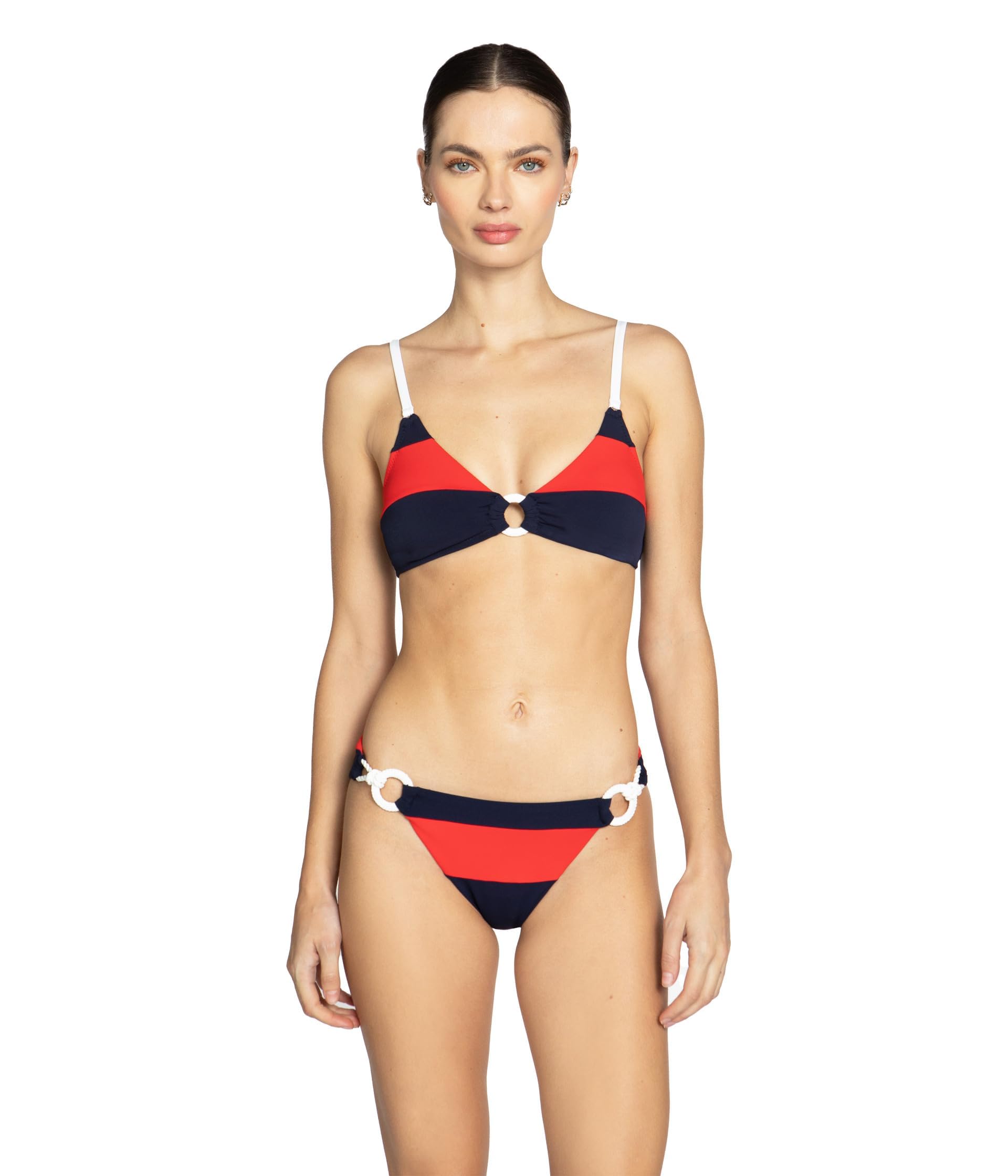 Robin Piccone Women's Standard Babe Side Tie Bottom, Navy Combo