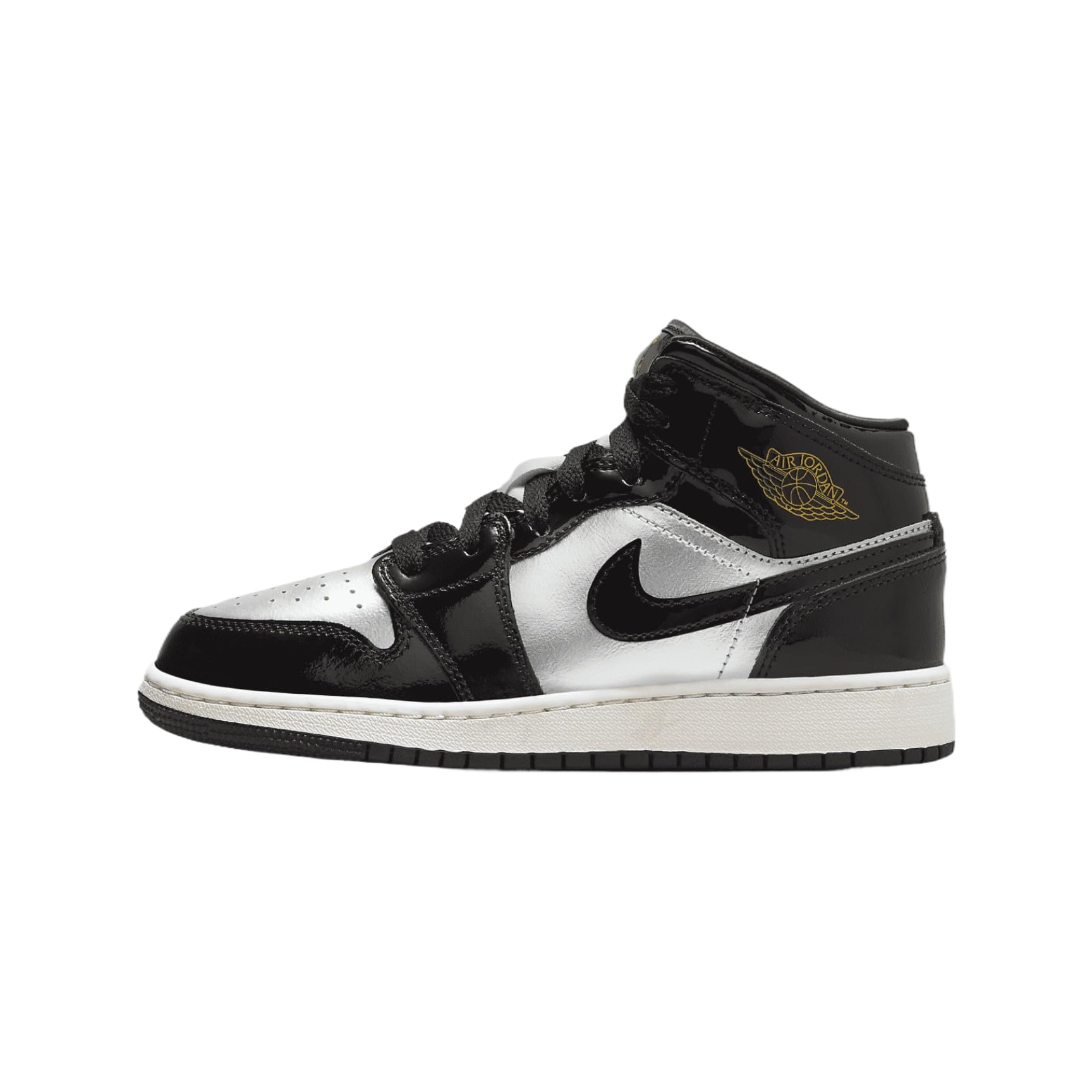 AIR JORDAN 1 MID SE (GS) "BLACK/METALLIC SILVER" size 5.5y new