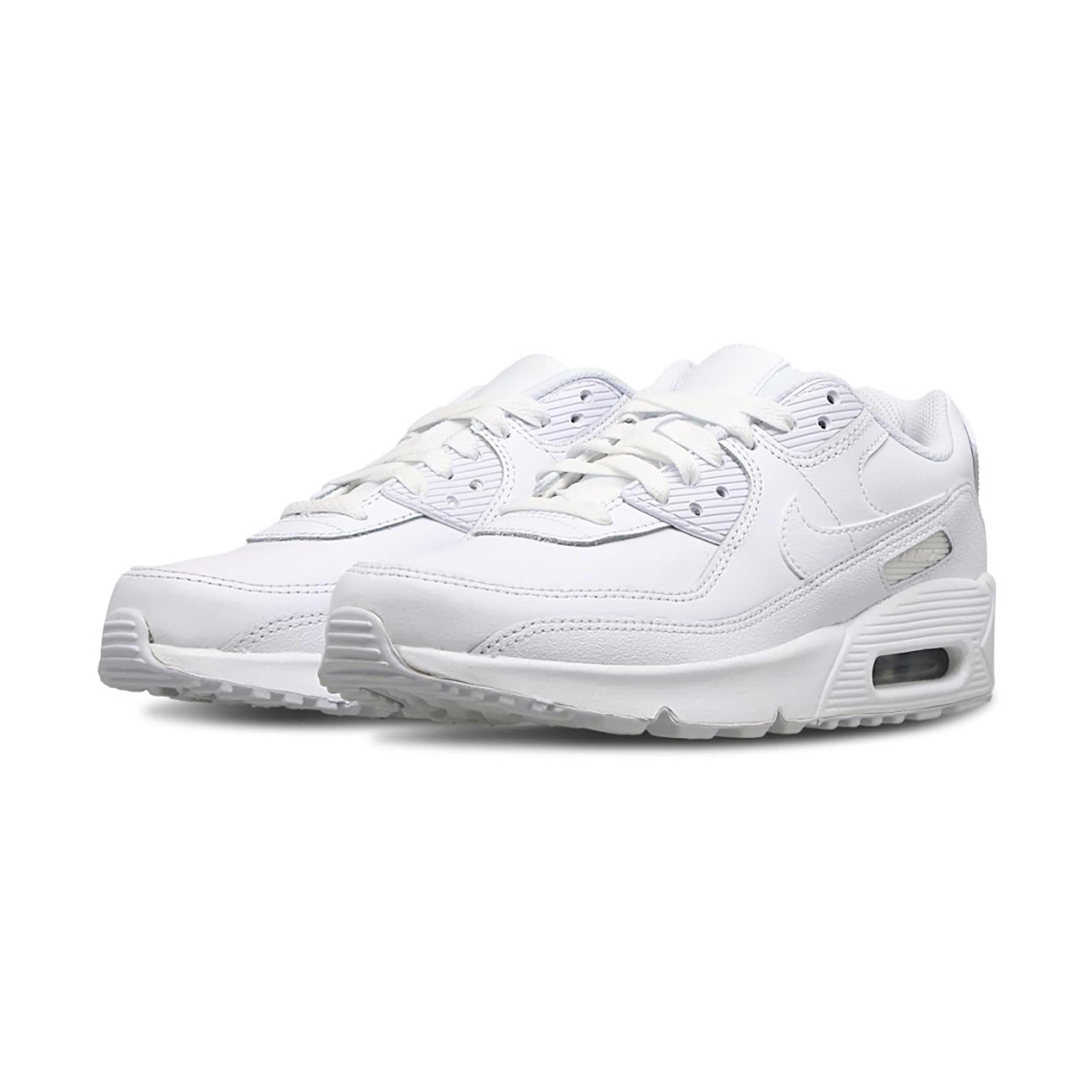 Nike Air Max 90 Big Kids' Shoes (HF6358-102, White/Metallic Silver/White/White) Size 7