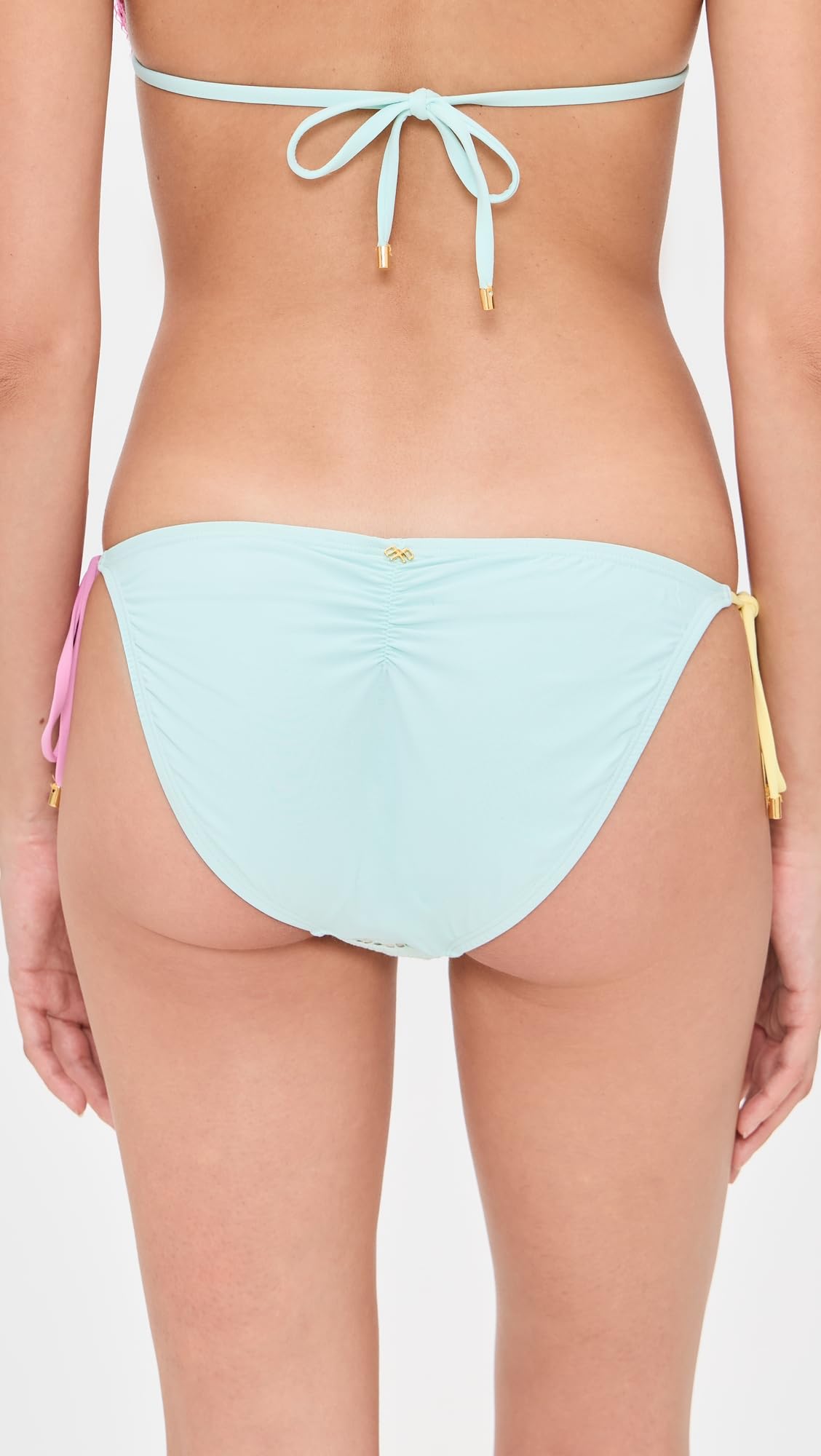 PQ Swim Women's Lace Tie Side Full Bikini Bottoms, Sweet Pea, L