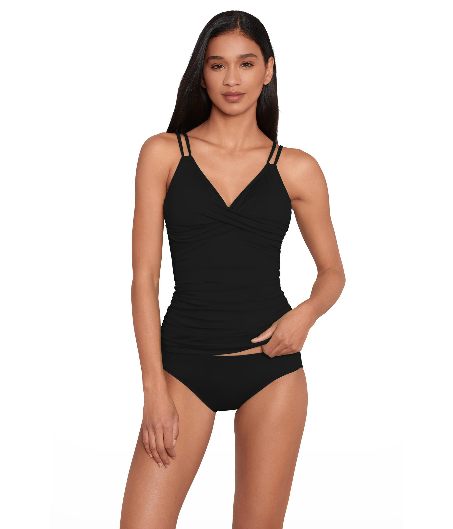 Lauren Ralph Lauren Womens Beach Club Solids Double Strap Twist Underwire Camikini Black 4