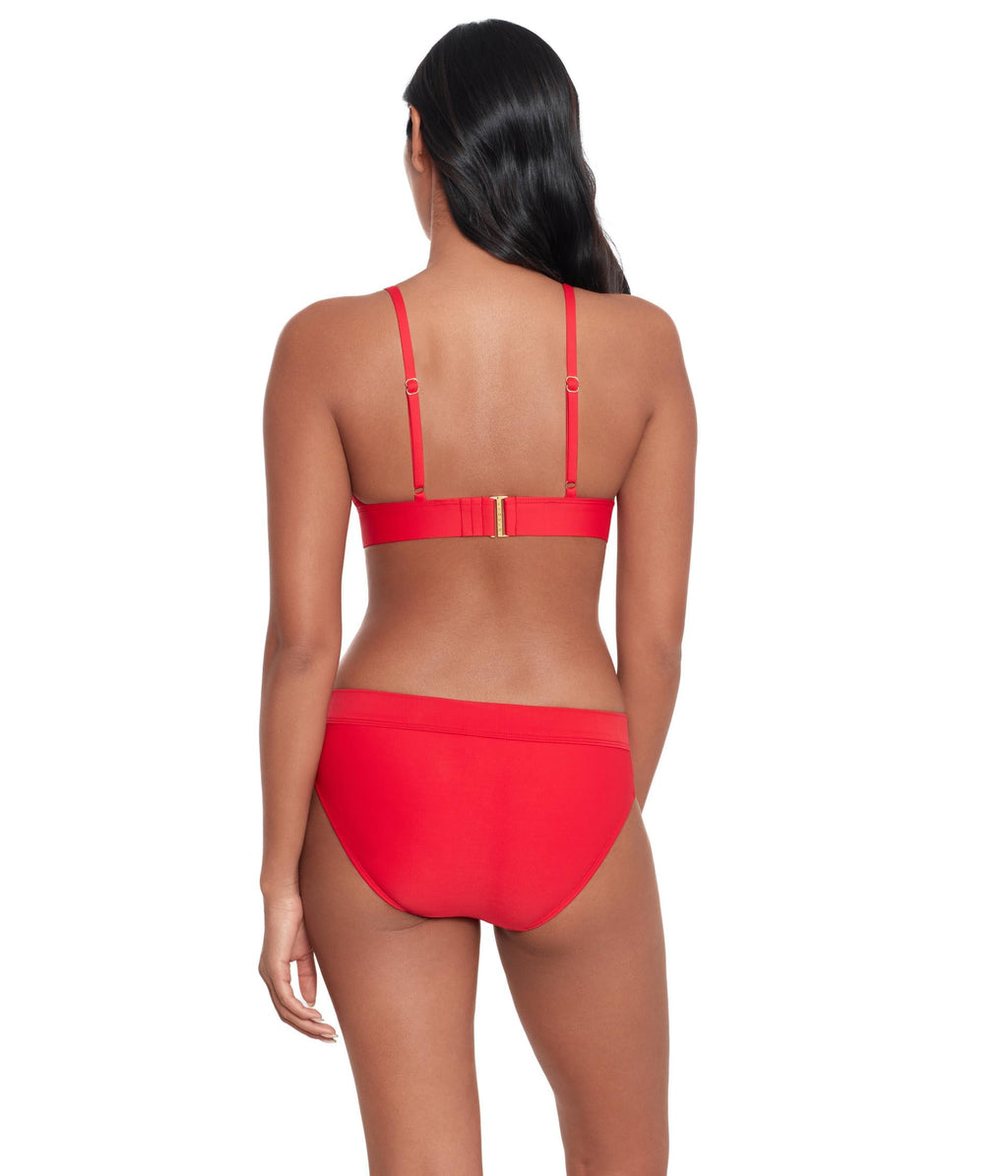 Lauren Ralph Lauren Womens Beach Club Solids Toggle V Neck Bikini Top Red 8