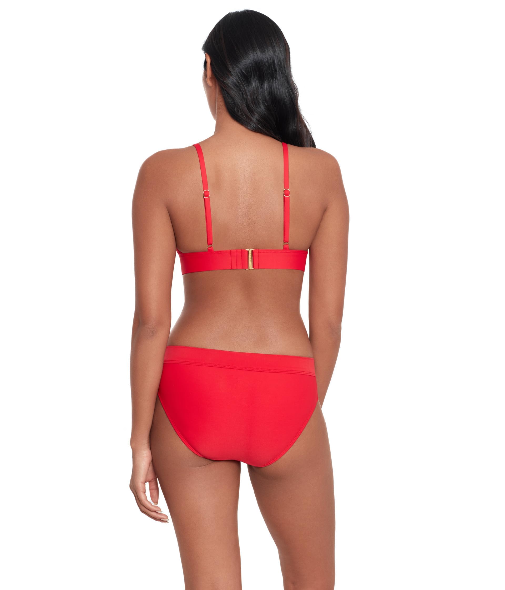Lauren Ralph Lauren Womens Beach Club Solids Toggle V Neck Bikini Top Red 8