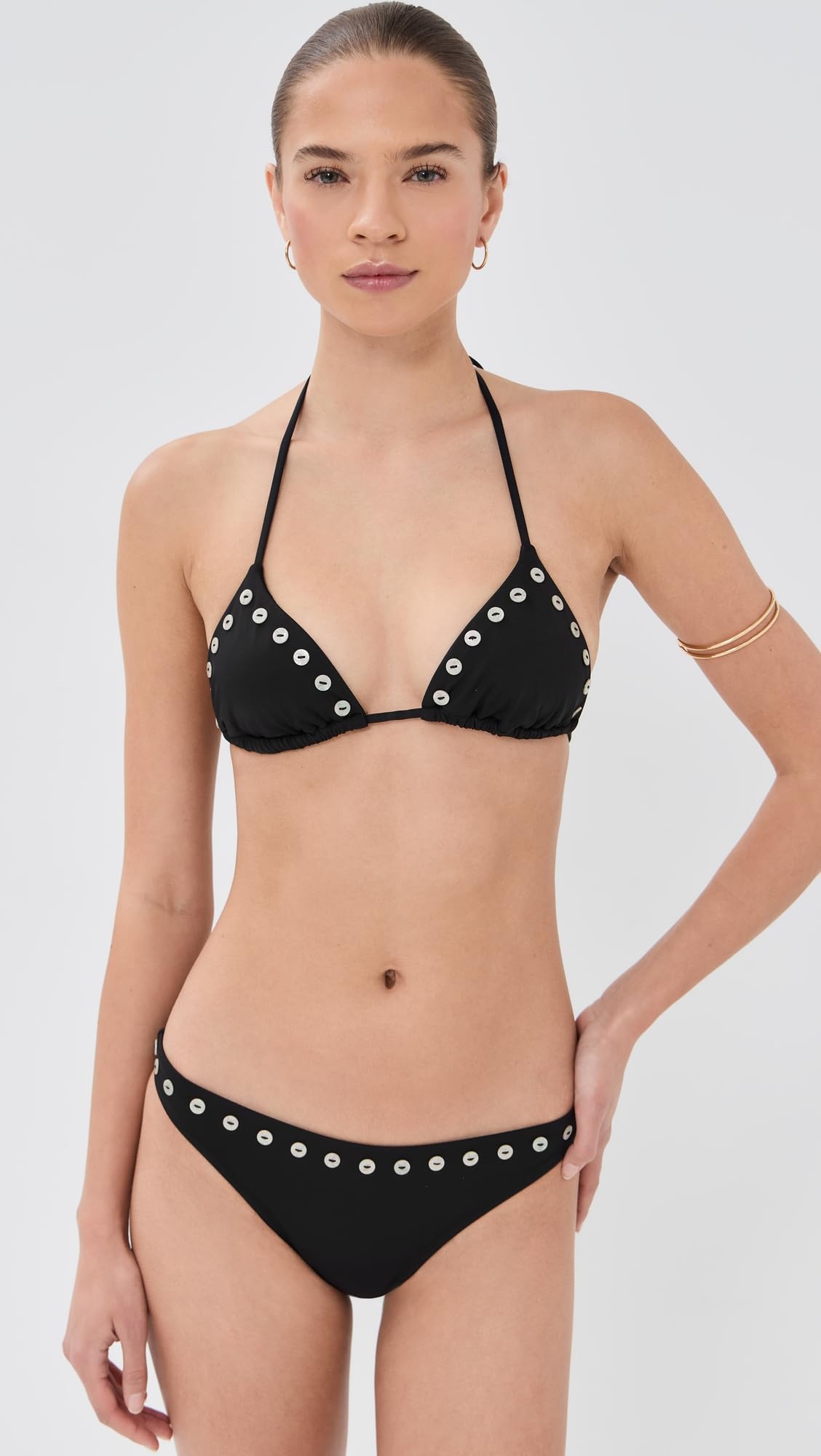 STAUD Women's Gemma Bikini Bottoms, Black, L