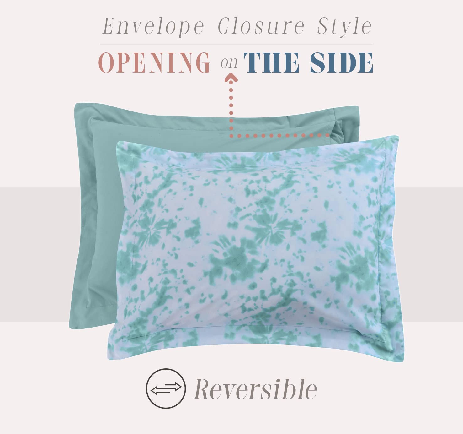 Elegant Comfort Reversible 10-Piece Comforter Set, Tie-Dye Print, Decorative Pillow and Fitted Sheet with Smart Pockets, Soft, Plush, Lightweight Material, 10pc Tie-Dye Set, Cali King, Aqua Mint