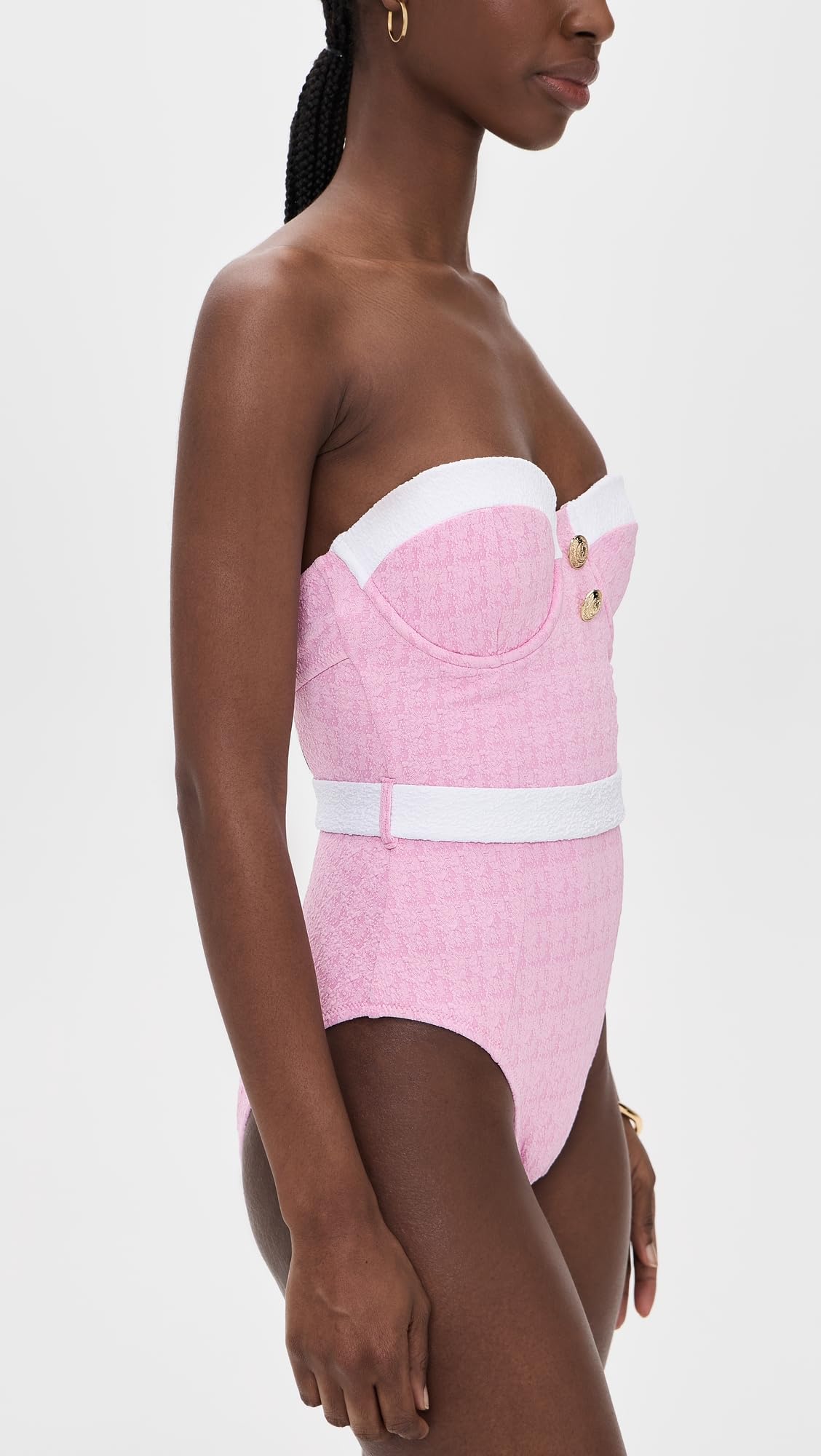 L'AGENCE Women's Amie Colorblock Chic One Piece Swim Suit, Blush, M