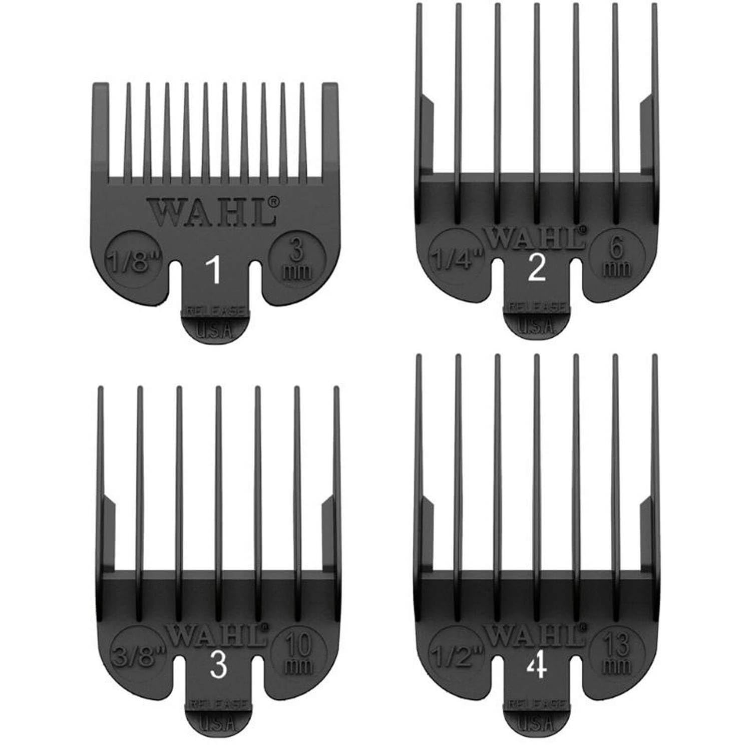 Wahl Professional Clipper Guide #3160-100 – Great for Professional Stylists and Barbers – 4 Pack – Cutting Lengths from 1/8” to 1/2”