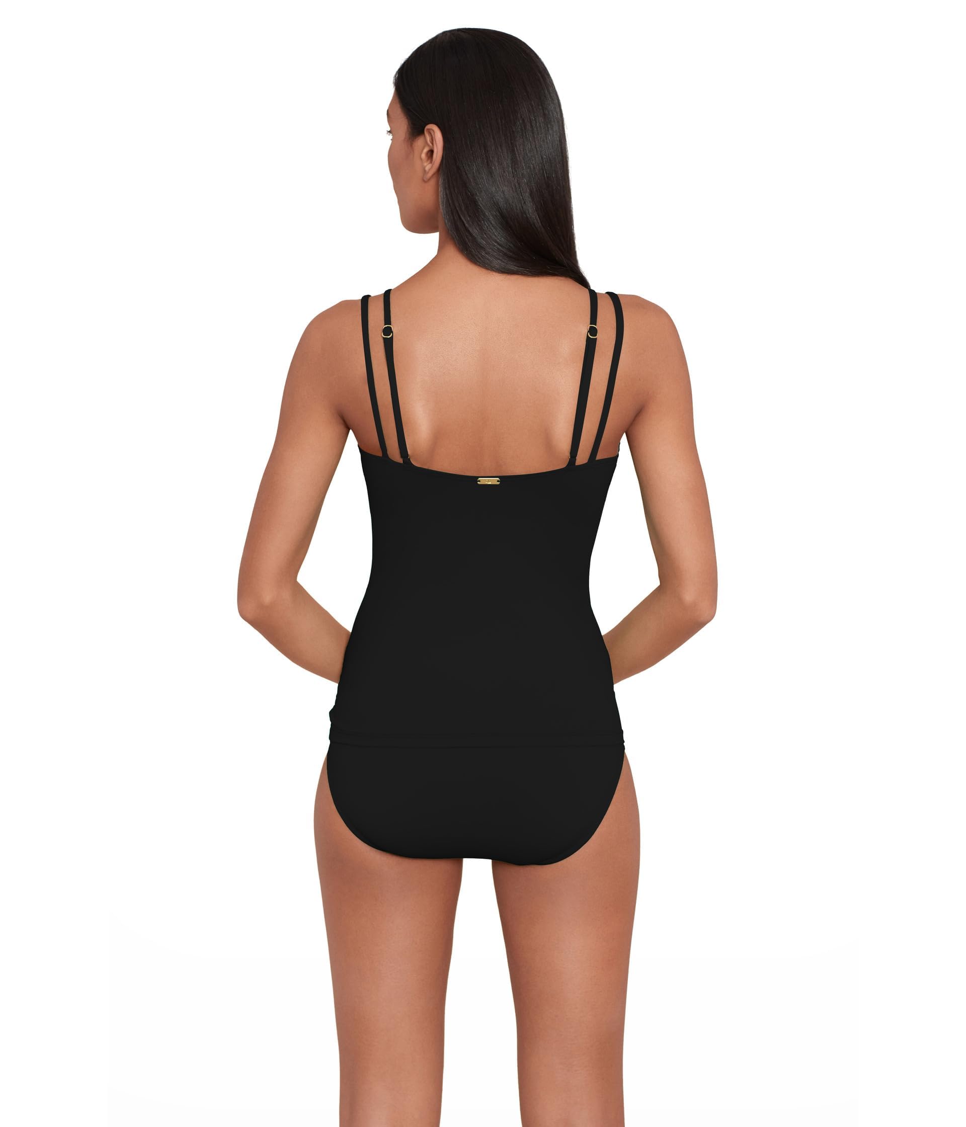 Lauren Ralph Lauren Womens Beach Club Solids Double Strap Twist Underwire Camikini Black 4