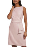 Tommy Hilfiger Women's Sleevless Boat Neck Fold Detail Crepe Sheath Mini Dress, Ballerina Pink, 16